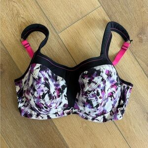 Panache Black & Pink Abstract Underwire Sports Bra